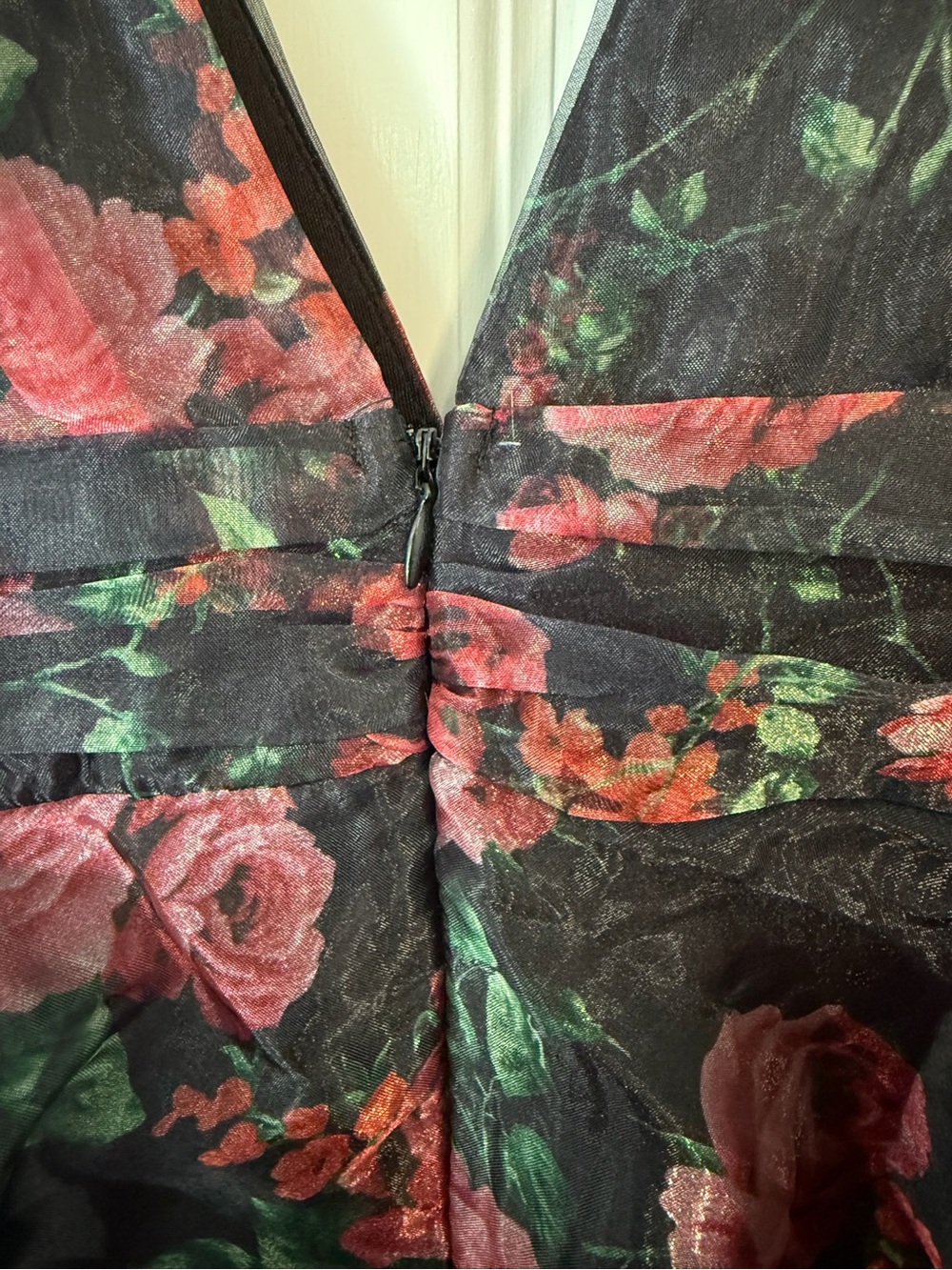 Lulus Black Floral Ruffle V-Neck Dress (NWT) - Picture 8 of 10